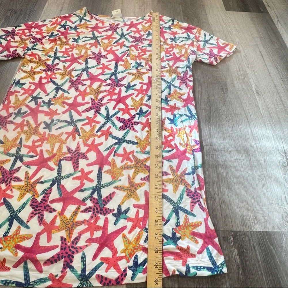 Soma Cool Nights Modern Nightshirt Womens Large Colorful Starfish Loungewear - Picture 8 of 9